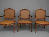 set of four louis xv style cane back chairs