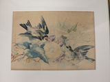a picture of a picture of two birds in a frame