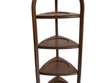 a wooden shelf with three shelves on top of it