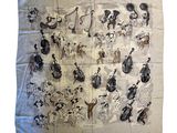 an image of a scarf with a bunch of animals on it