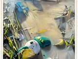 a picture of a painting of a duck in the water
