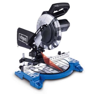 a close up of a mitre saw on a white background