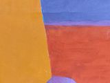 a painting on the wall of a building with a red and yellow wall