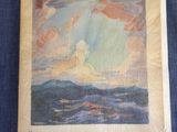 un vieux livre avec l'image d'un bateau en pleine mer