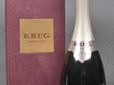 bottle of krug champagne in front of a pink box