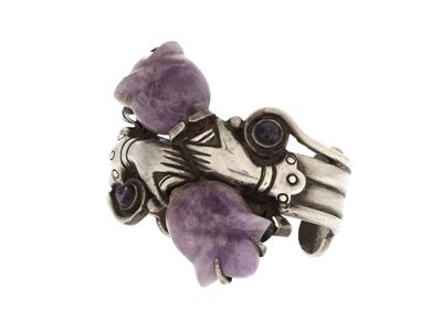 bague en argent sterling sertie d'améthorate et de pierres d'améthorate