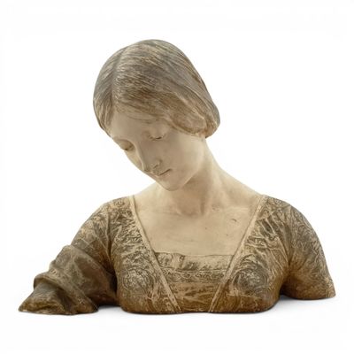 statue of a woman reading a book on a white background