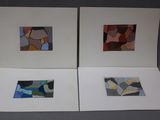 two cards that have been made to look like abstract paintings