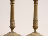 pair of antique brass candlesticks