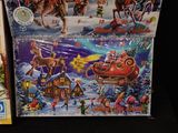 two christmas puzzles on the table next to each other