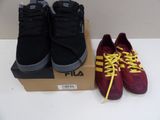 two pairs of shoes that are sitting on a box