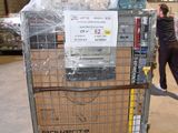 a cart with a lot of boxes on it in a warehouse