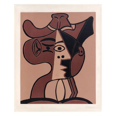 a painting of a woman with a hat on her head