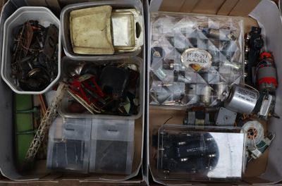 a box full of assorted electronics and other items