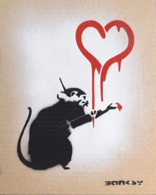BANKSY (Né en 1974) (D'après) "Love rat" - Photo 1