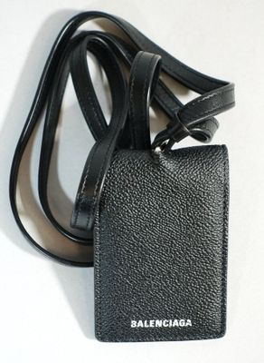 BALANCIAGA Porte clé / porte carte en cuir noir