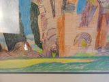 une photo d'une photo d'un château accrochée au mur