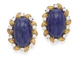 une paire de boucles d'oreilles en lapis-lazuli et diamants