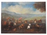une image représentant un tableau où l'on voit un groupe d'hommes à cheval