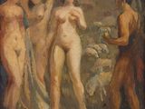 une image représentant un tableau sur lequel figure un groupe de personnes nues