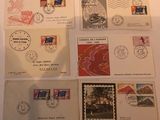 several different types of stamps are displayed on a white surface