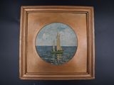 a picture of a painting of a sailboat in the water