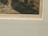 a picture of a painting of a man sitting on a bench