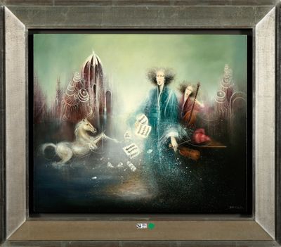 Huile sur panneau "Les musiciennes". Signée en bas à droite …