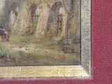 an image of a painting of a man riding a horse in front of a castle