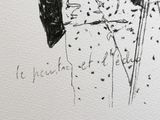 a black and white drawing of a man in a tuxedo
