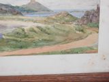 a picture of a painting of a view of a mountain