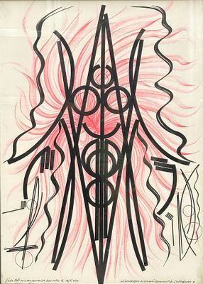 dessin représentant le visage d'une femme aux cheveux roses, dans un cadre noir