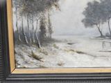 a picture of a painting of a river in the snow