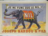 tableau représentant un éléphant tenant une banderole sur laquelle on peut lire « Je ne fume que le Nil »