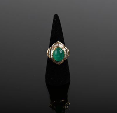 Bague de cocktail en or jaune 750/1000ème sertie d'une émera…