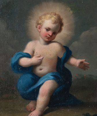 une image représentant un tableau d'un enfant avec une auréole sur la tête