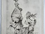 un dessin en noir et blanc représentant une femme et un homme
