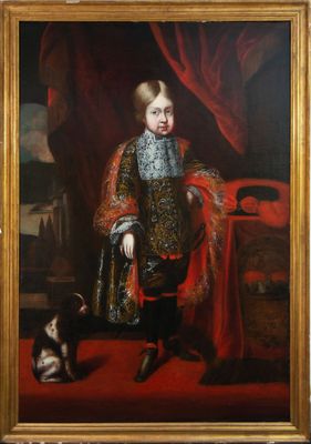 Portrait d'un garçon avec un chien, par [auteur]