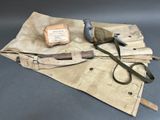 a bag with a pair of scissors and a knife on it