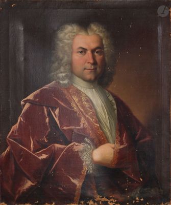 un tableau représentant un homme vêtu d'un manteau rouge et d'une chemise blanche
