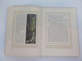 an open book with a picture of a bear in the woods