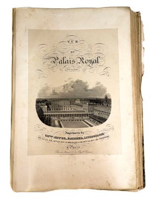 un vieux livre sur lequel figure l'image d'un palais