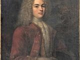 un tableau représentant un homme aux cheveux longs, vêtu d'un manteau rouge