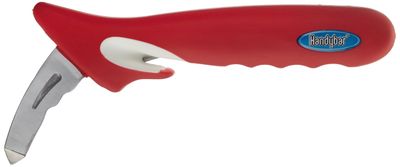 le couteau rouge et blanc est posé sur une surface blanche