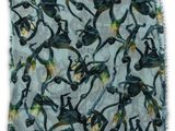 a close up of a scarf with monkeys on it on a white background