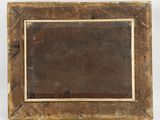 an old wooden picture frame on a white background with a brown background