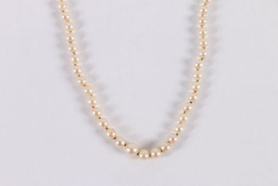 Collier de perles de culture en chute, fermoir en or gris 75… - Photo 1