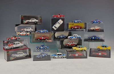 a lot of toy cars that are in a display case