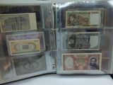 five different bills in a clear case on the table