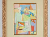 painting of a painting of a bird in a cage on a table